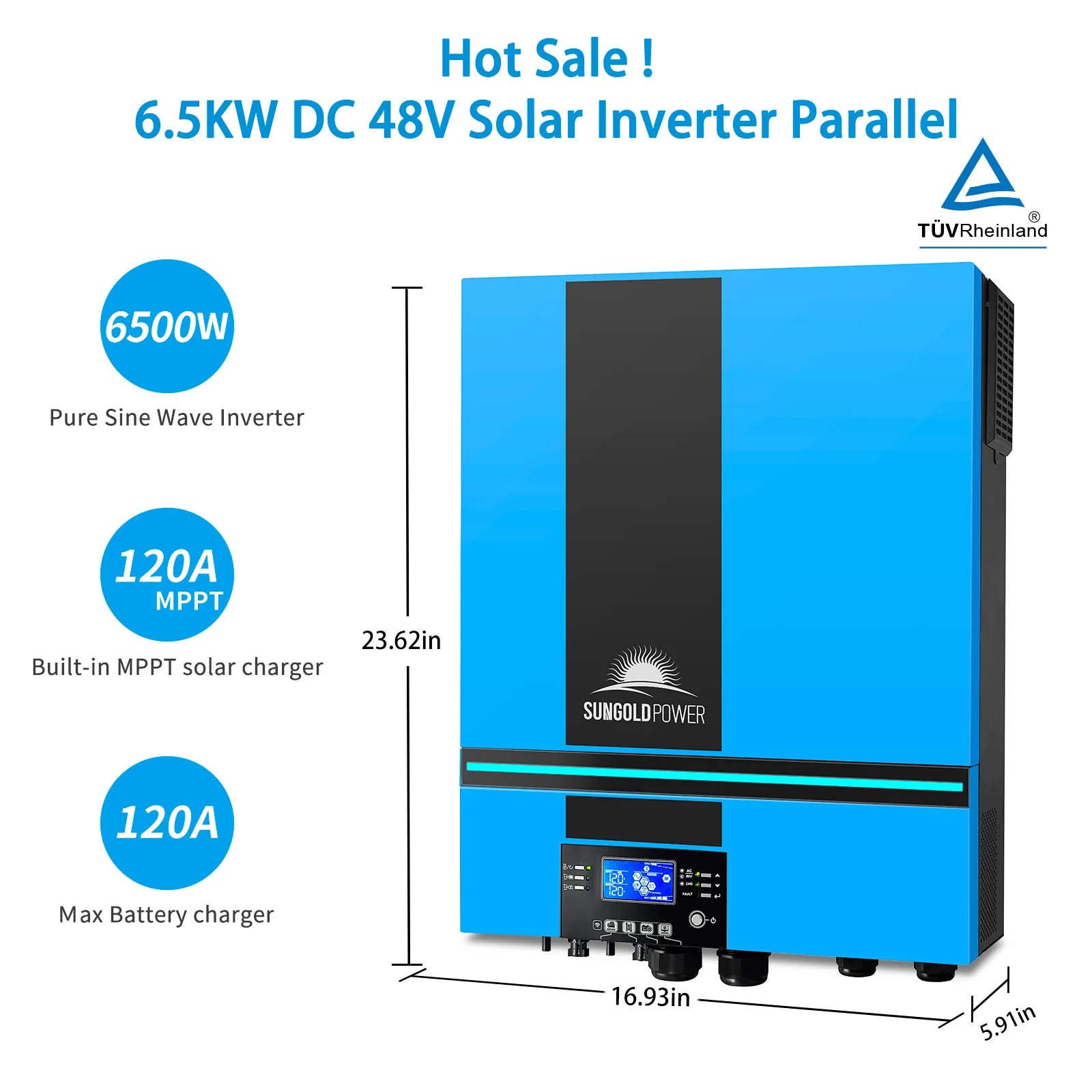 SunGoldPower 6500W 48V Solar Charge Inverter Parallel + Wifi Monitor UL1741 Standard