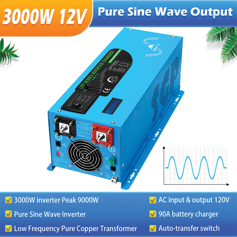 SunGoldPower 3000W DC 12V Pure Sine Wave Inverter With Charger