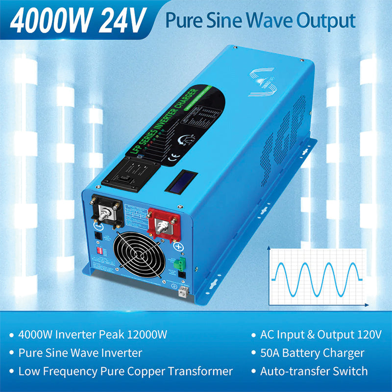 SunGoldPower 4000W DC 24V Pure Sine Wave Inverter With Charger