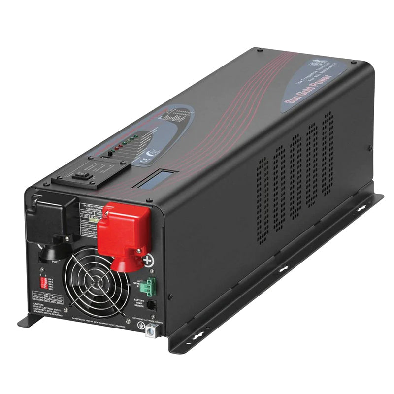 4000w dc 24v split phase pure sine wave inverter with charger 3 quarter back view 1